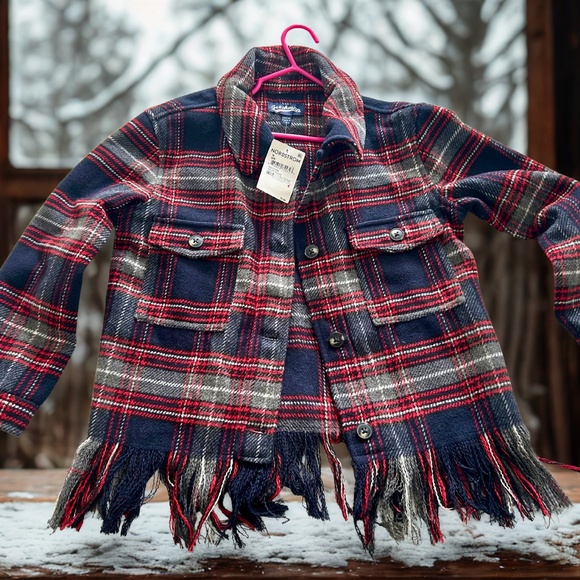 Freshman 1996 Plaid Fringe Shacket – Oversized Cozy Jacket – Fall/Winter Trend - Picture 1 of 3